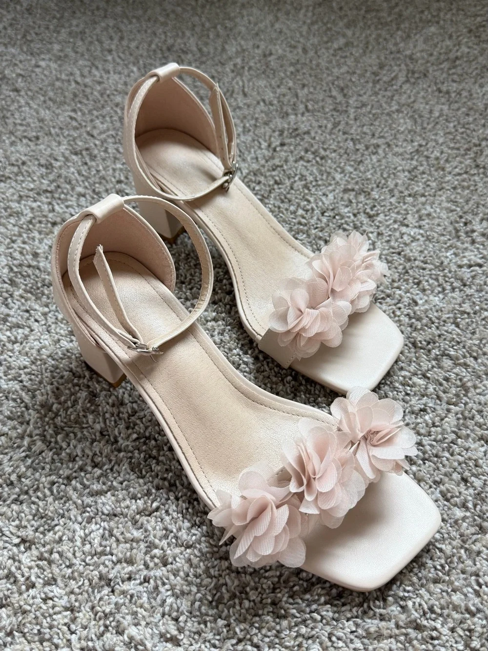 Women's Blush Floral Ankle-Strap Sandals